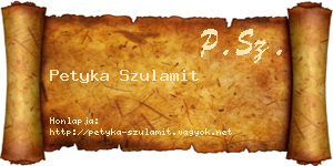 Petyka Szulamit névjegykártya